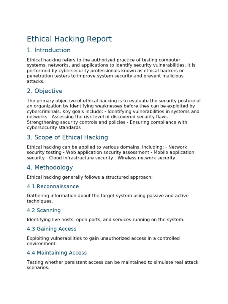 Ethical Hacking Report | PDF