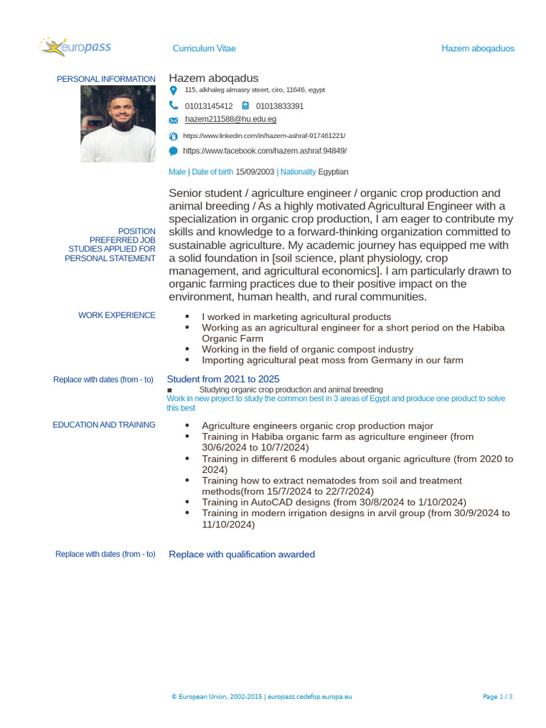 Attachment-4 CV Template | PDF | Agriculture | Organic Farming