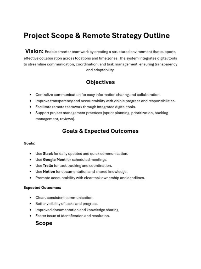 Project Scope and Remote Strategy Outlines | PDF