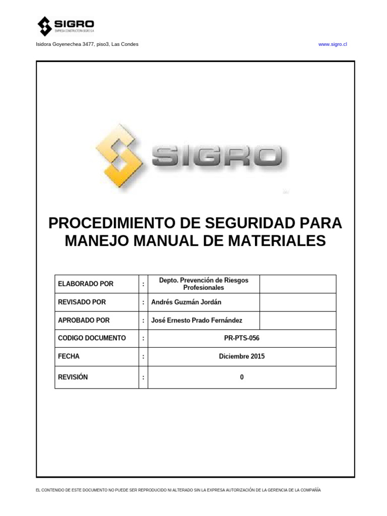 P T S Manejo Manual de Materiales | PDF
