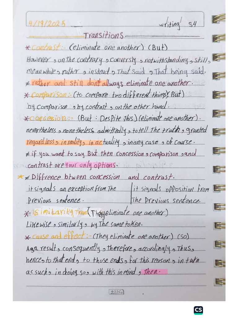 Transitions Notes | PDF
