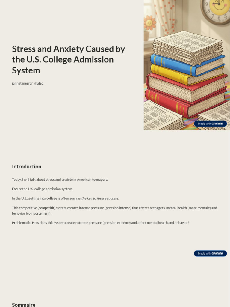 Stress and Anxiety Caused by The US College Admission System | PDF ...