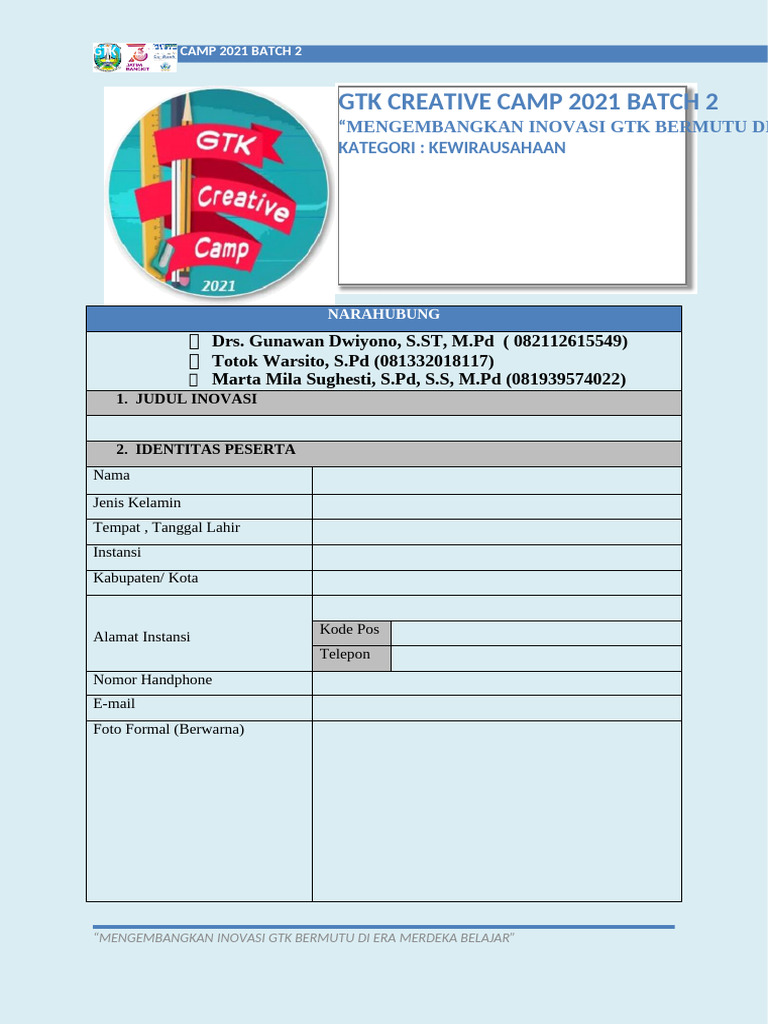 Template GCC 2021 Batch 2 Kewirausahaan | PDF