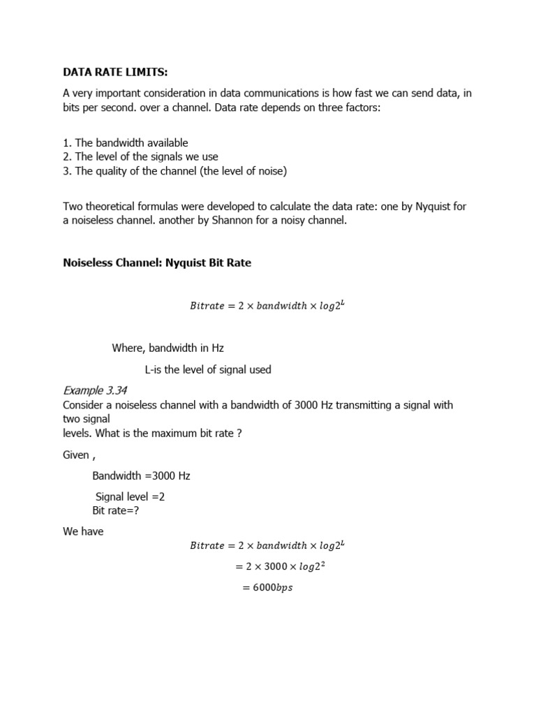 Channel Capacity | PDF | Signal To Noise Ratio | Bit Rate