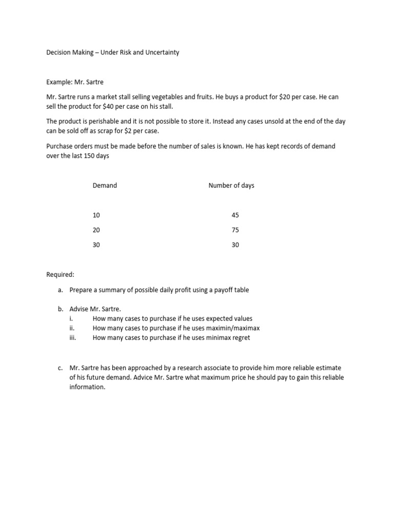 Decision Making Under Risk and Uncertainty | PDF | Applied Mathematics ...