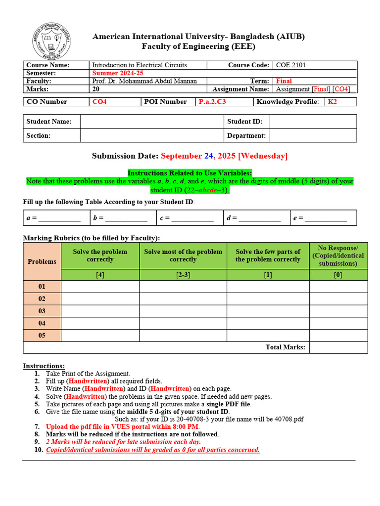 Assignment Final CO4 252 | PDF | Transformer | Manufactured Goods