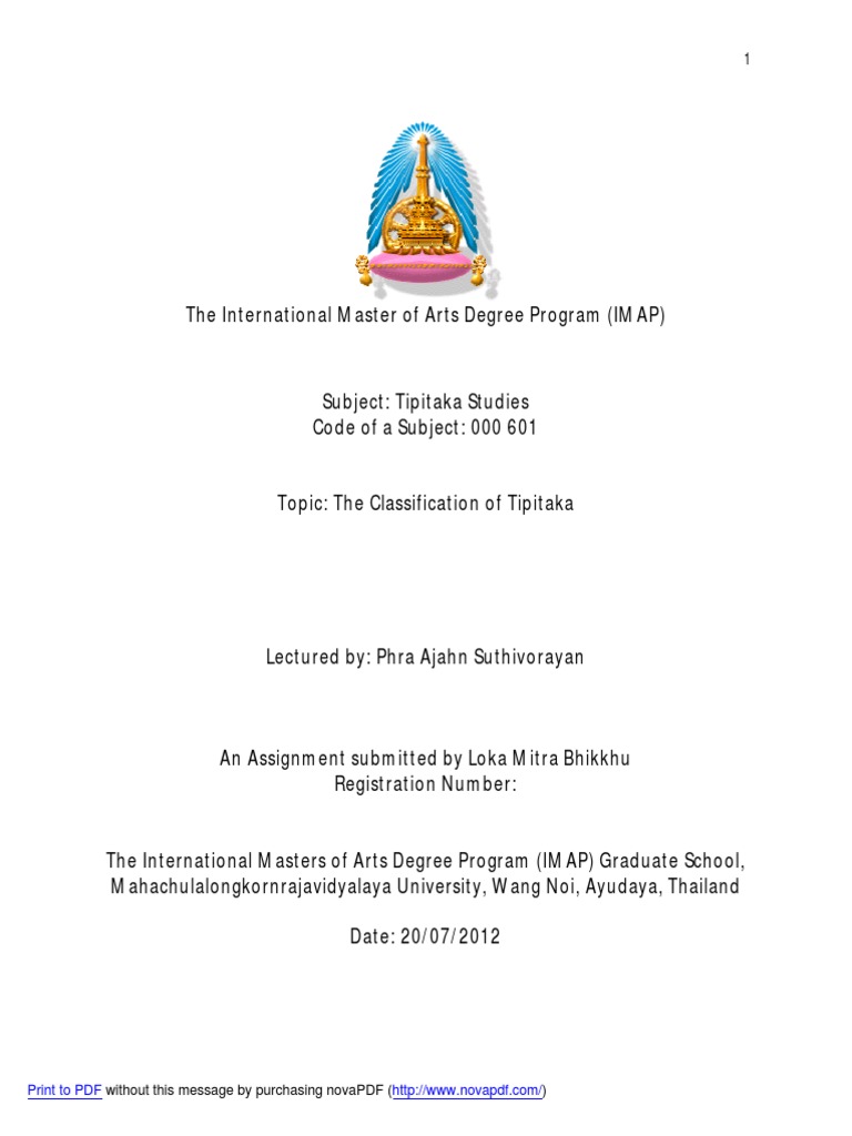 Understanding the Tipitaka Structure | PDF | Buddhist Texts | Gautama ...