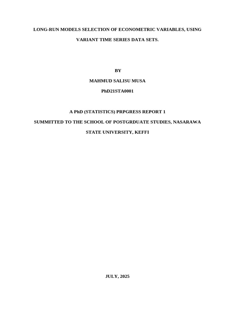 First Progress Report | PDF | Stationary Process | Time Series