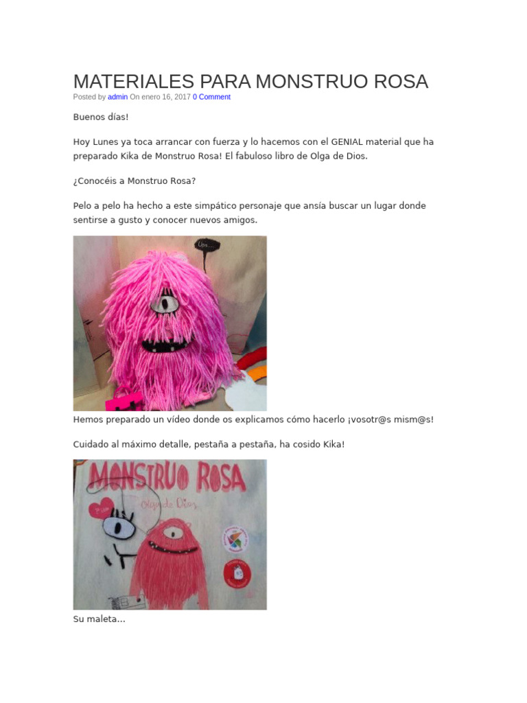 Materiales Para Monstruo Rosa | PDF
