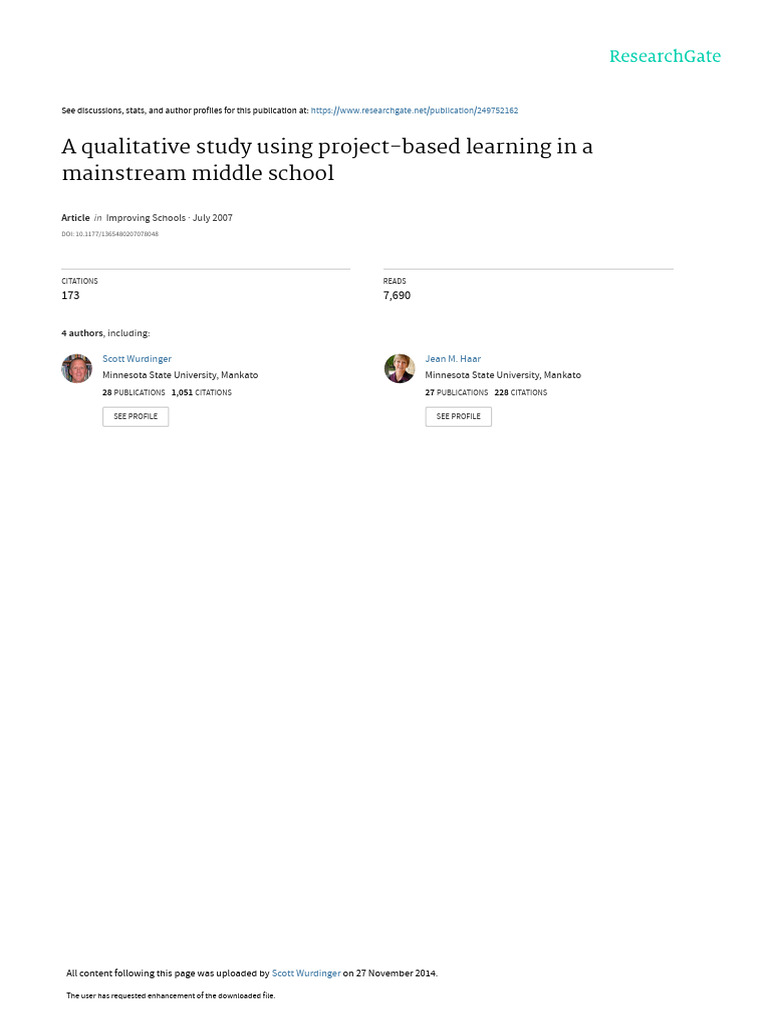 A Qualitative Study Using Project-Based Learning I | PDF | Project ...