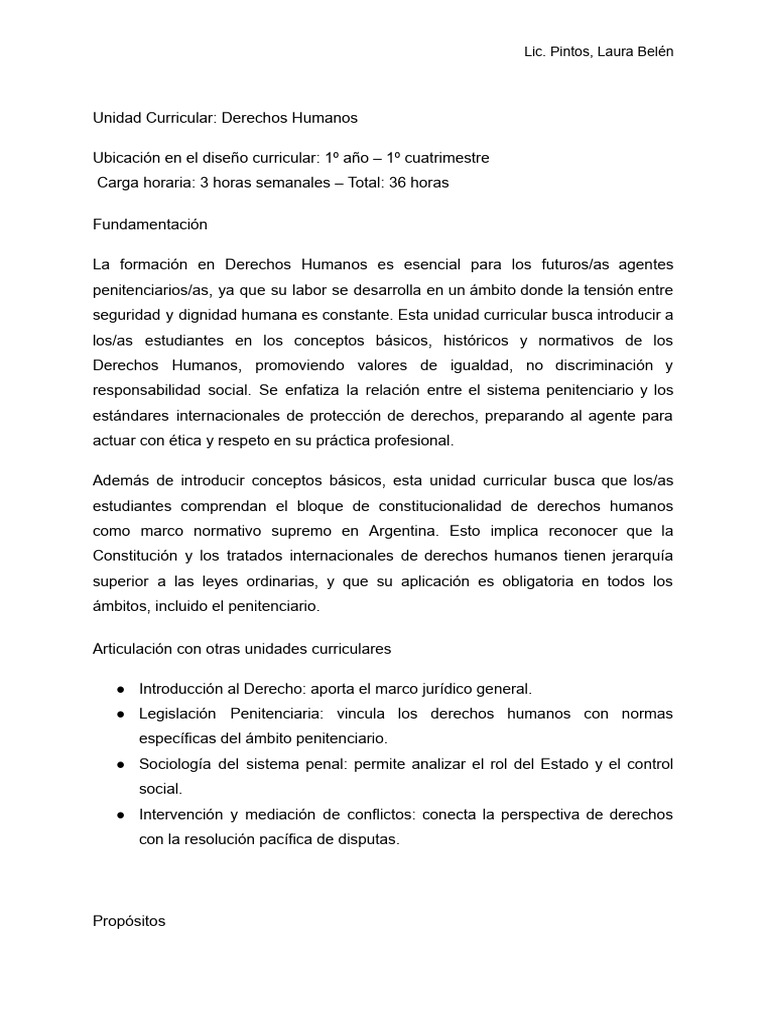 Unidad Curricular - Derechos Humanos | PDF | Derechos humanos ...