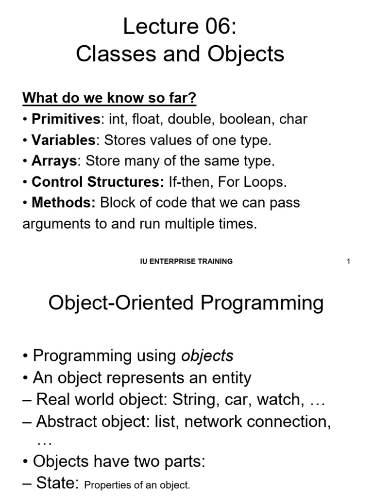 JAVA Lecture 06 | PDF | Constructor (Object Oriented Programming ...