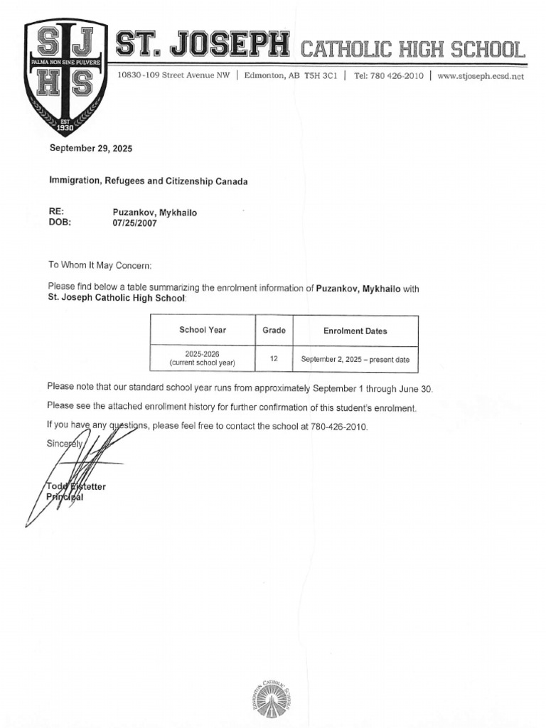 Enrolment Letter | PDF
