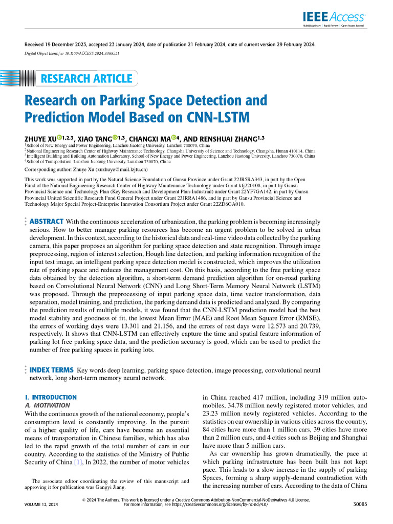 Research On Parking Space Detection and Prediction Model Based On CNN ...