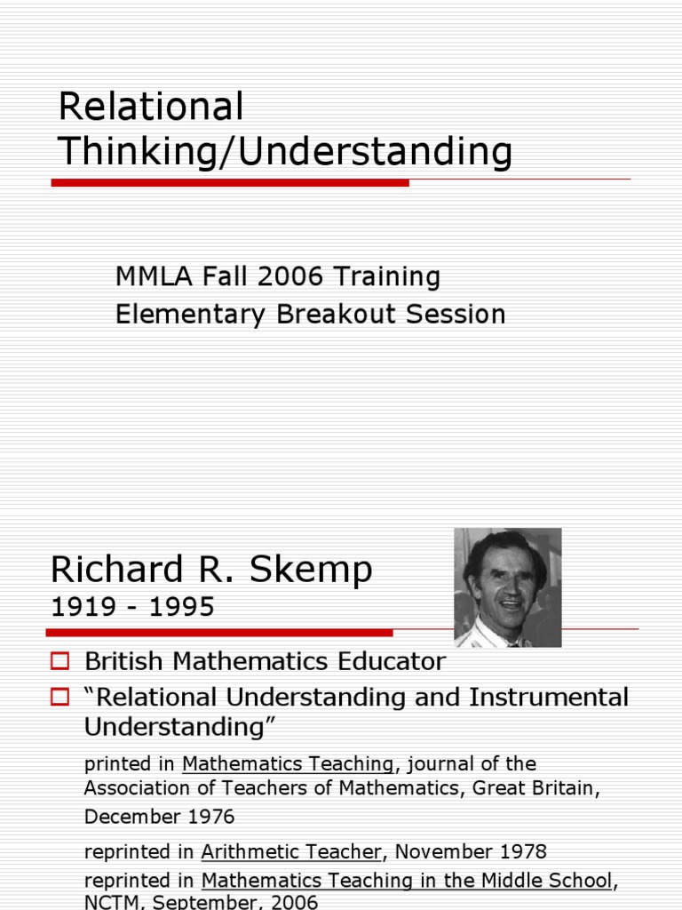 Skemp's Relational vs. Instrumental Understanding | PDF | Understanding ...