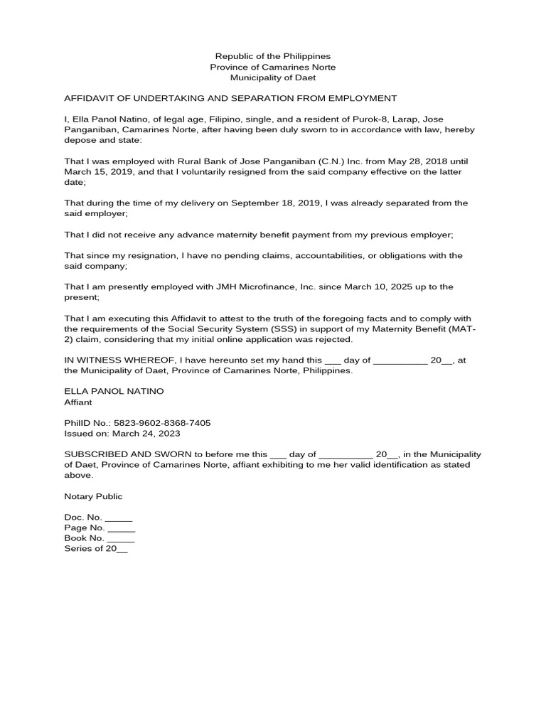Separation Affidavit | PDF