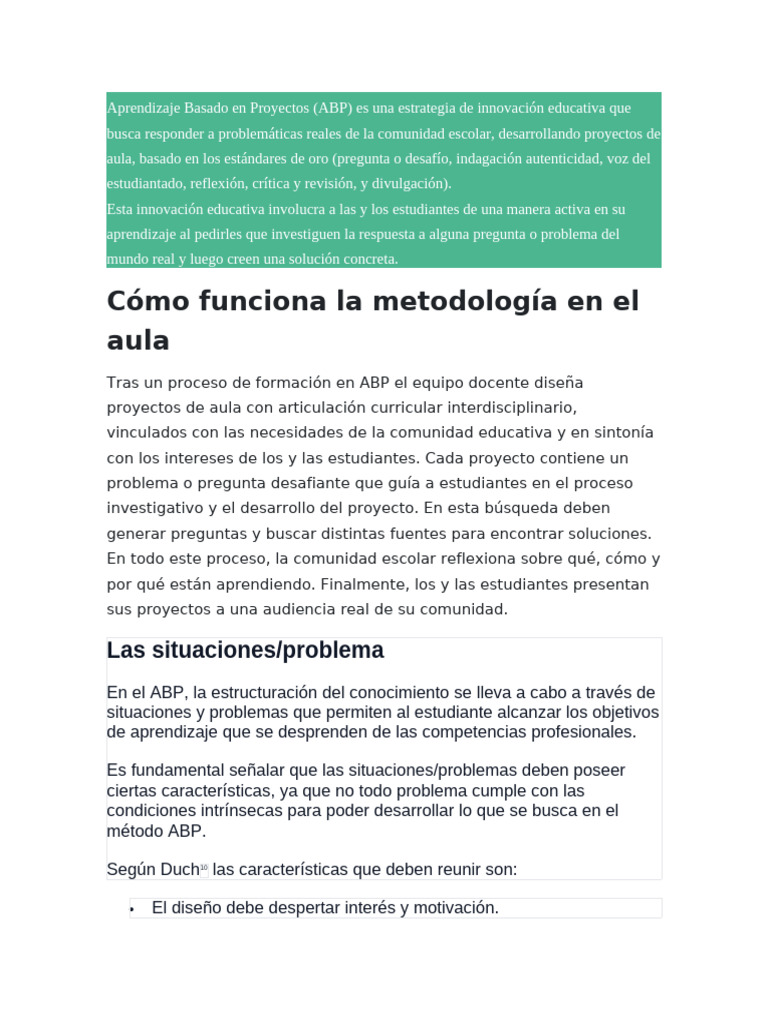 Aprendizaje Basado en Proyectos | PDF | Evaluación | Plan de estudios