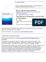 Taddei_2012_The Politics of Uncertainty and the Fate of Forecasters_EPE