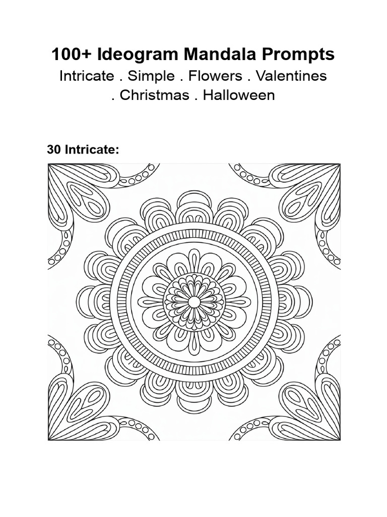 100+ Ideogram Mandala Prompts | PDF