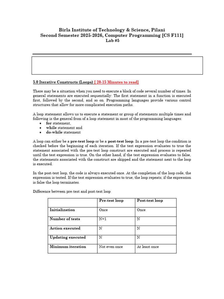 Lab #5 | PDF | Control Flow | Mathematics