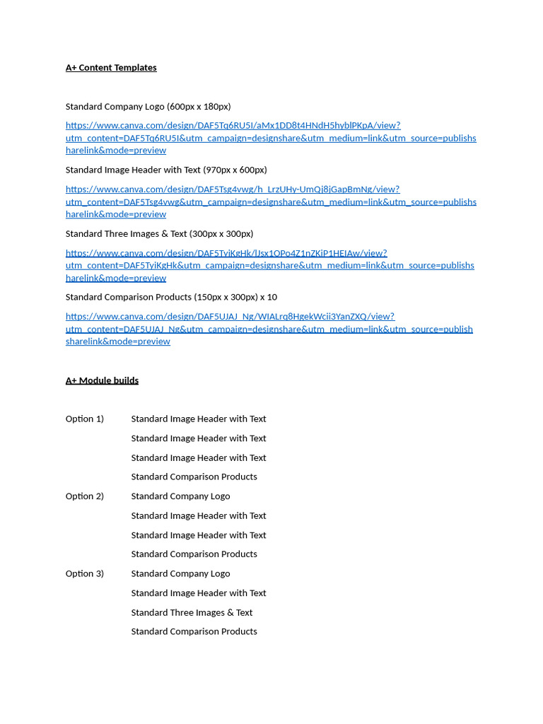 A+ Content Templates | PDF