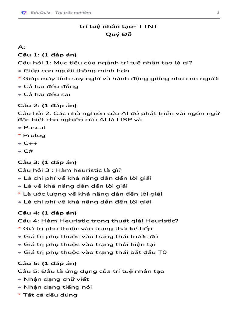 Trí Tuệ Nhân Tạo - TTNT | PDF