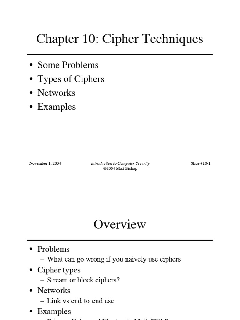 10 Chapter 10: Cipher Techniques Chapter 10: Cipher Techniques | PDF ...