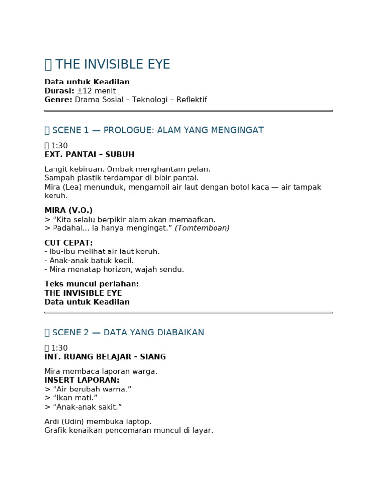 The Invisible Eye Script | PDF