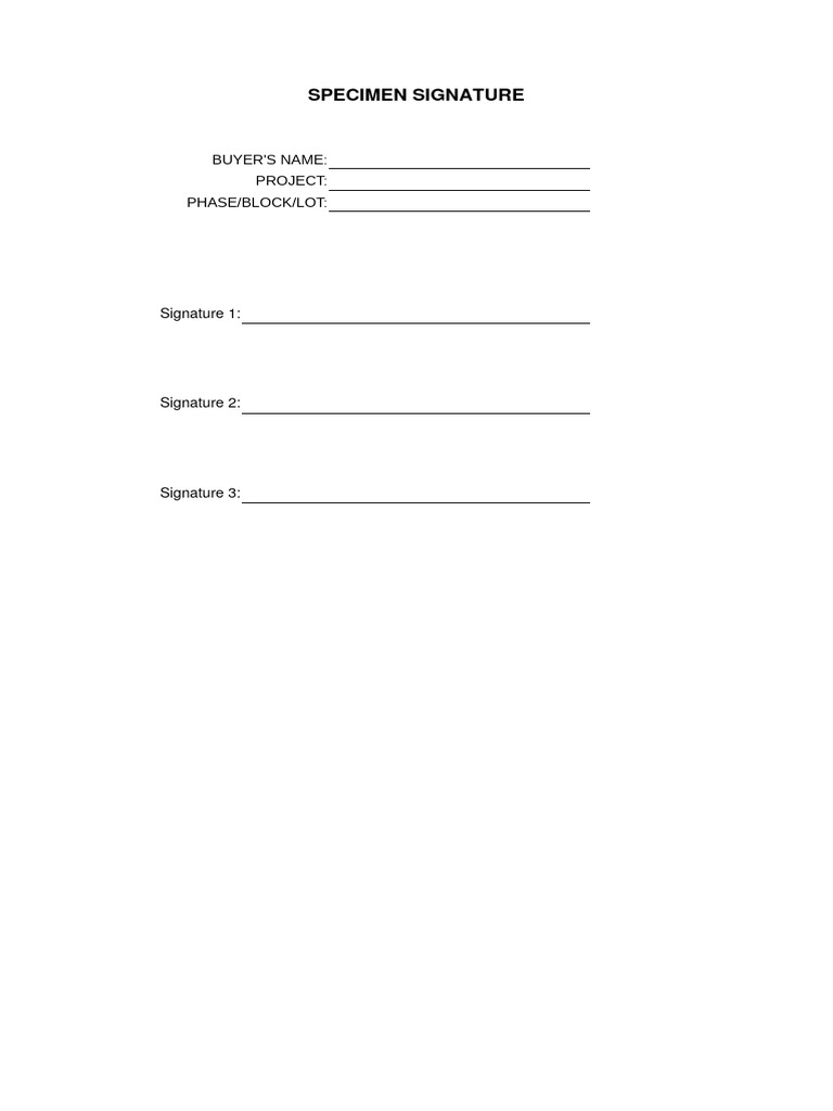 Specimen Signature Form | PDF