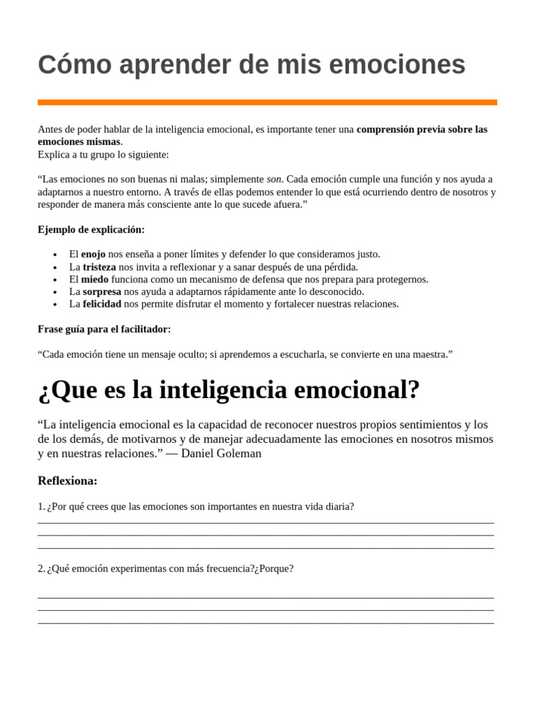 Cómo Aprender de Mis Emociones | PDF | Las emociones | Inteligencia ...