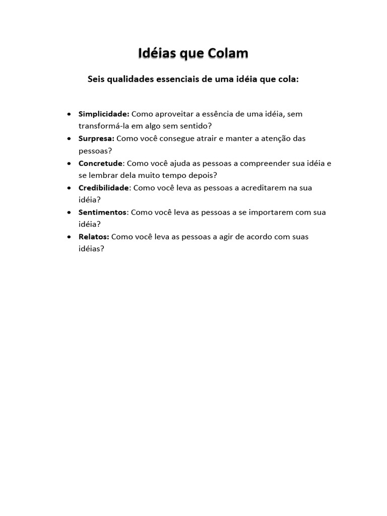 Ideias Que Colam PDF Free | PDF