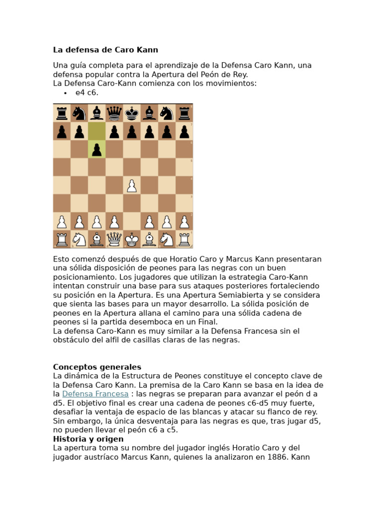 La Defensa de Caro Kann | PDF