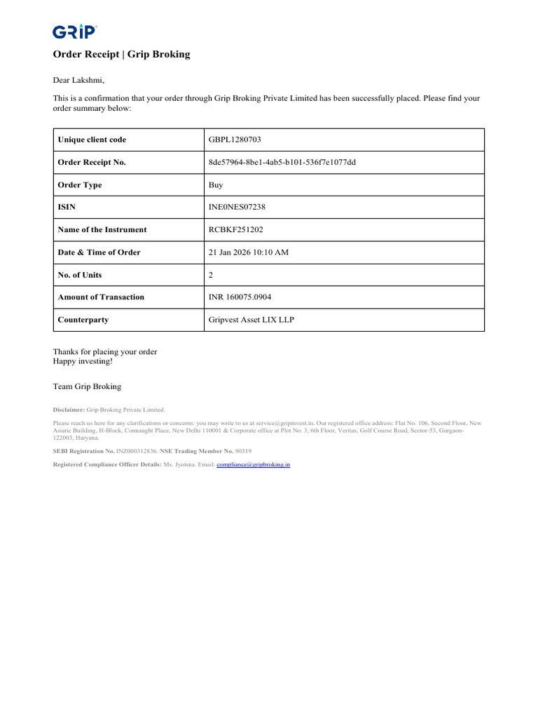 Order Receipt | PDF