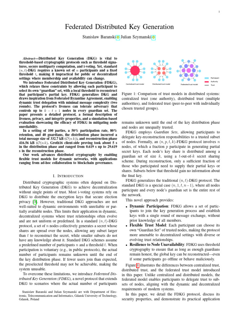 Federated Distributed Key Generation | PDF