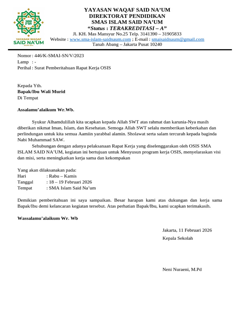 Surat Izin Raker 2026 | PDF