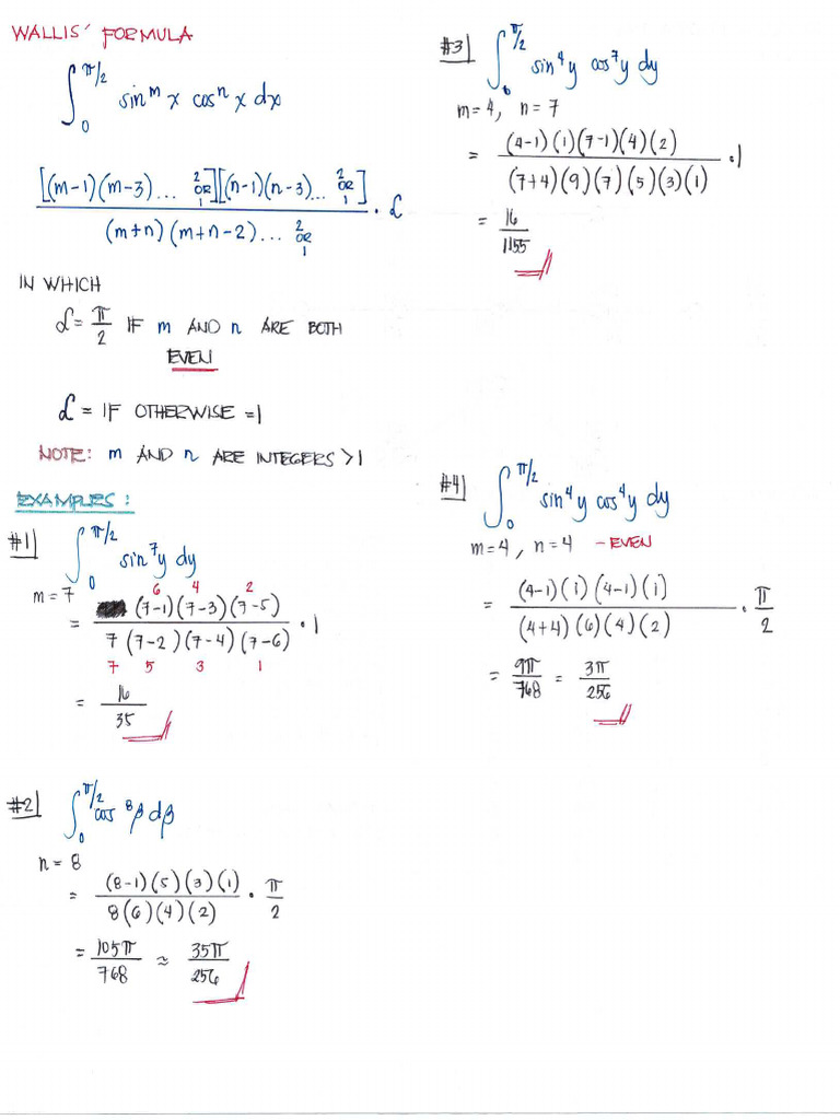 Engmath 4 - Wallis' Formula | PDF