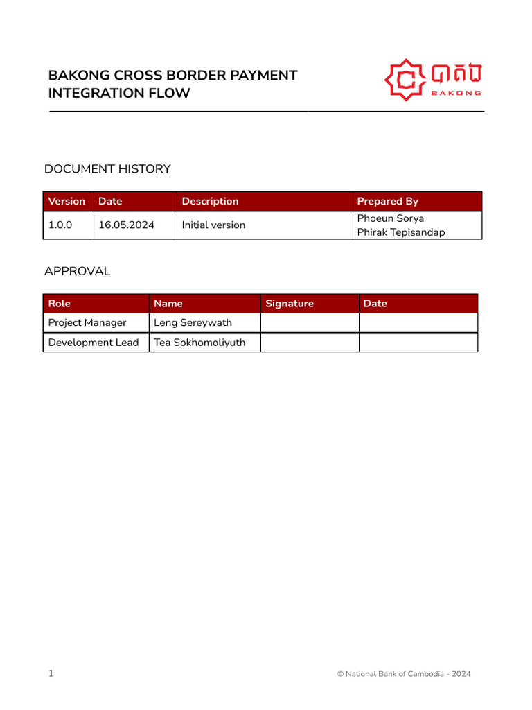 Bakong Cross Border Payment Integration Flow V1.0.0 | PDF