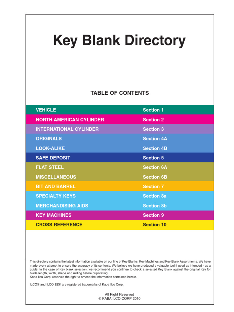 Ilco Key Blank Directory | PDF