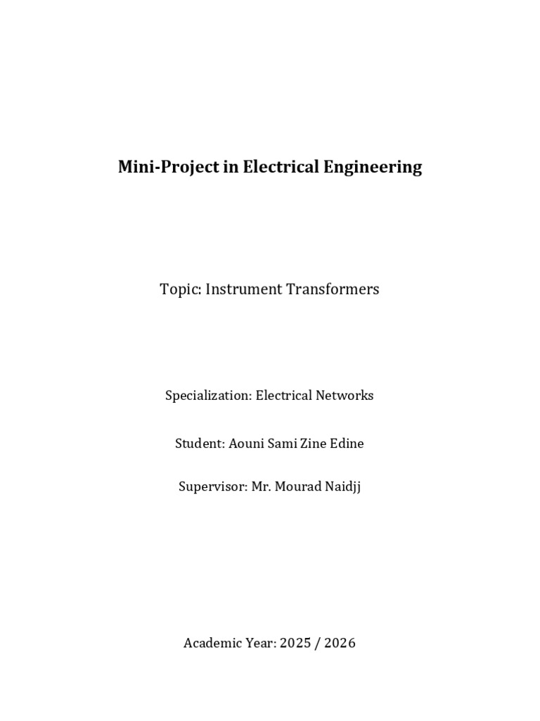 Instrument Transformers Mini Project | PDF