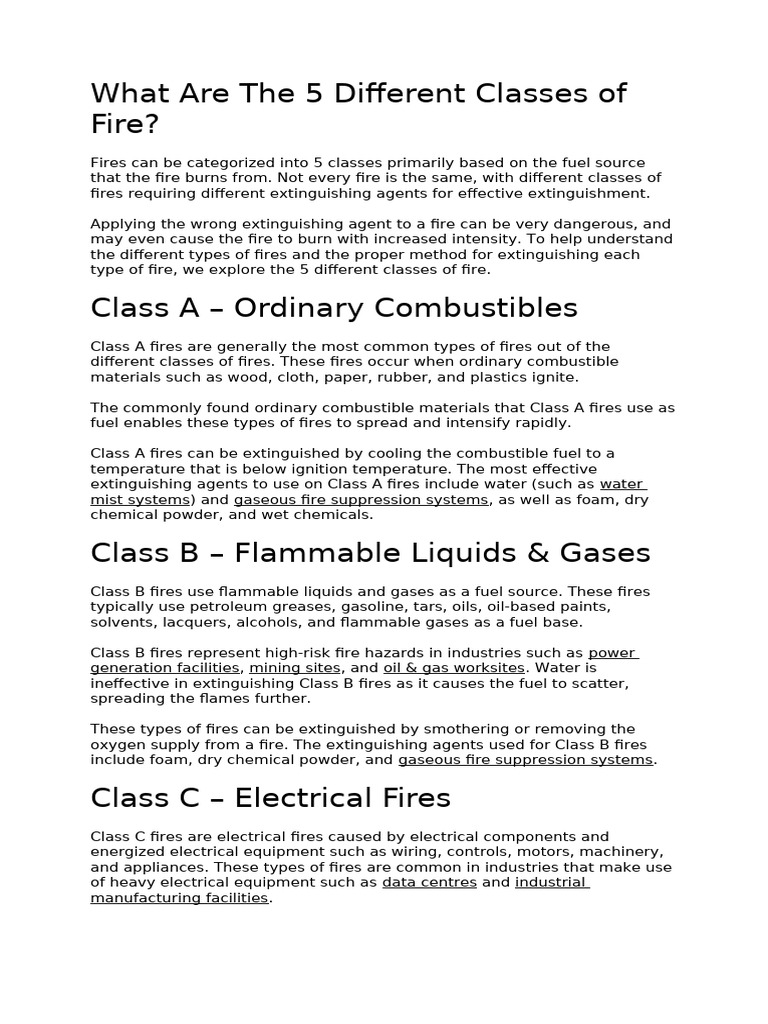 What Are The 5 Different Classes of Fire | PDF