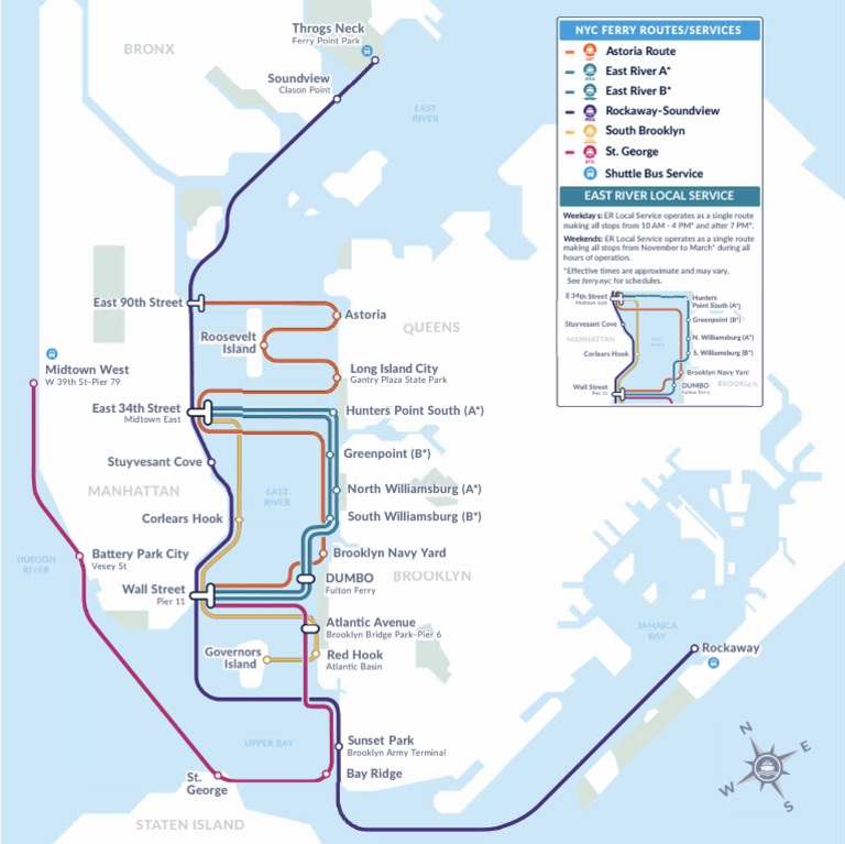 NYC Ferry Routes and Services Map | PDF