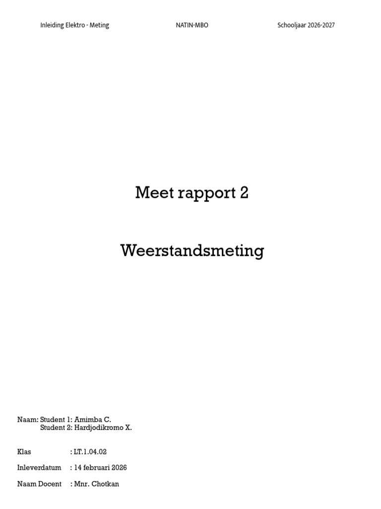 Metingen Verslag Week 2 | PDF