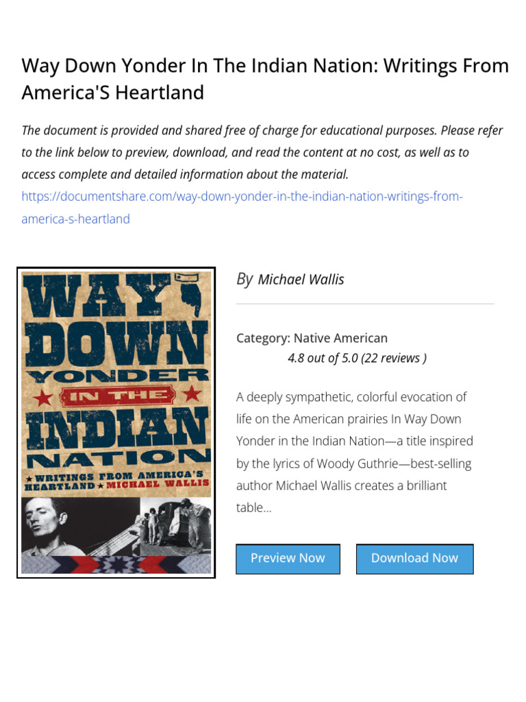 Way Down Yonder in The Indian Nation Writings From Americas Heartland | PDF