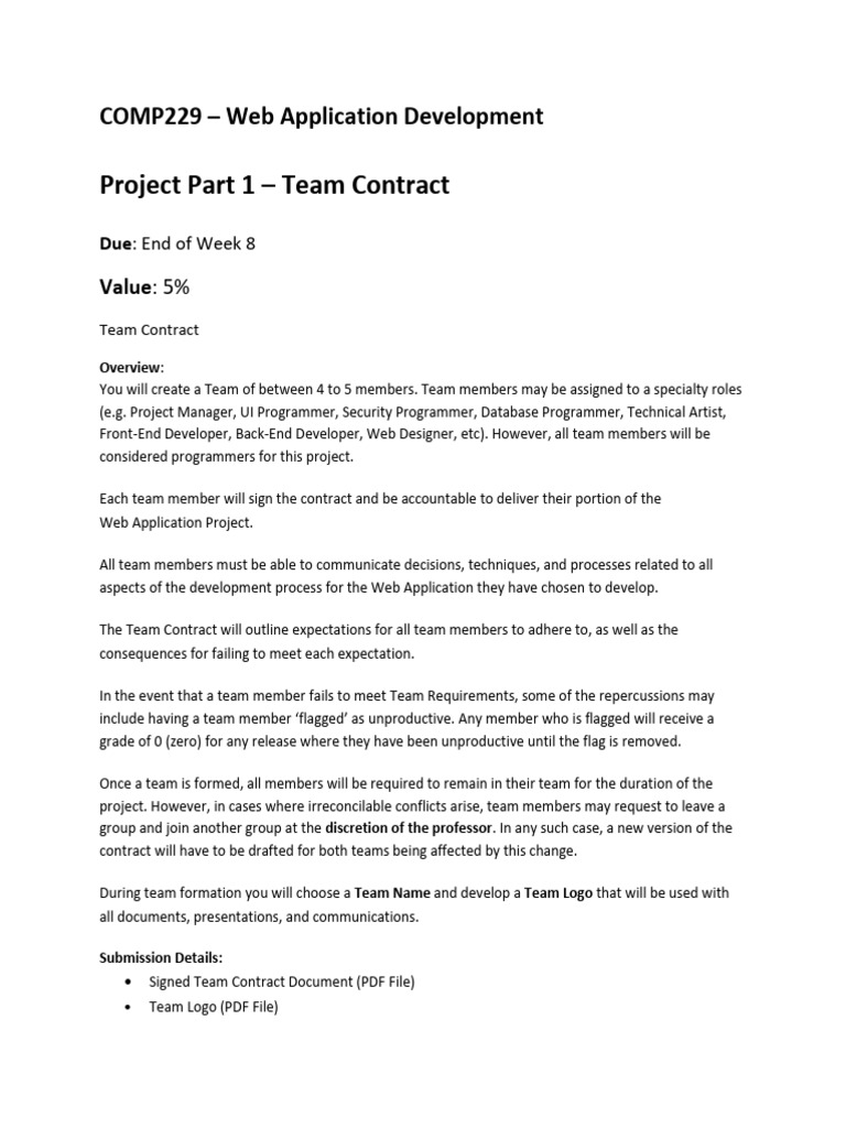 Project Part 1 - Team Contract | PDF
