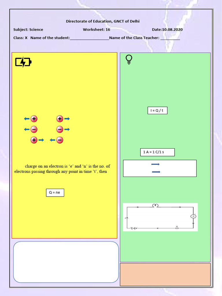 Chapter-11 Electricity Worksheet16 | PDF | Electric Current | Electric ...