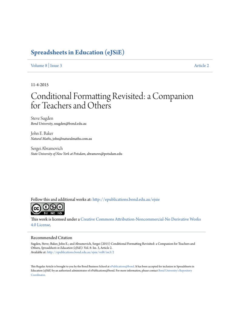 Conditional Formatting Revisited | PDF