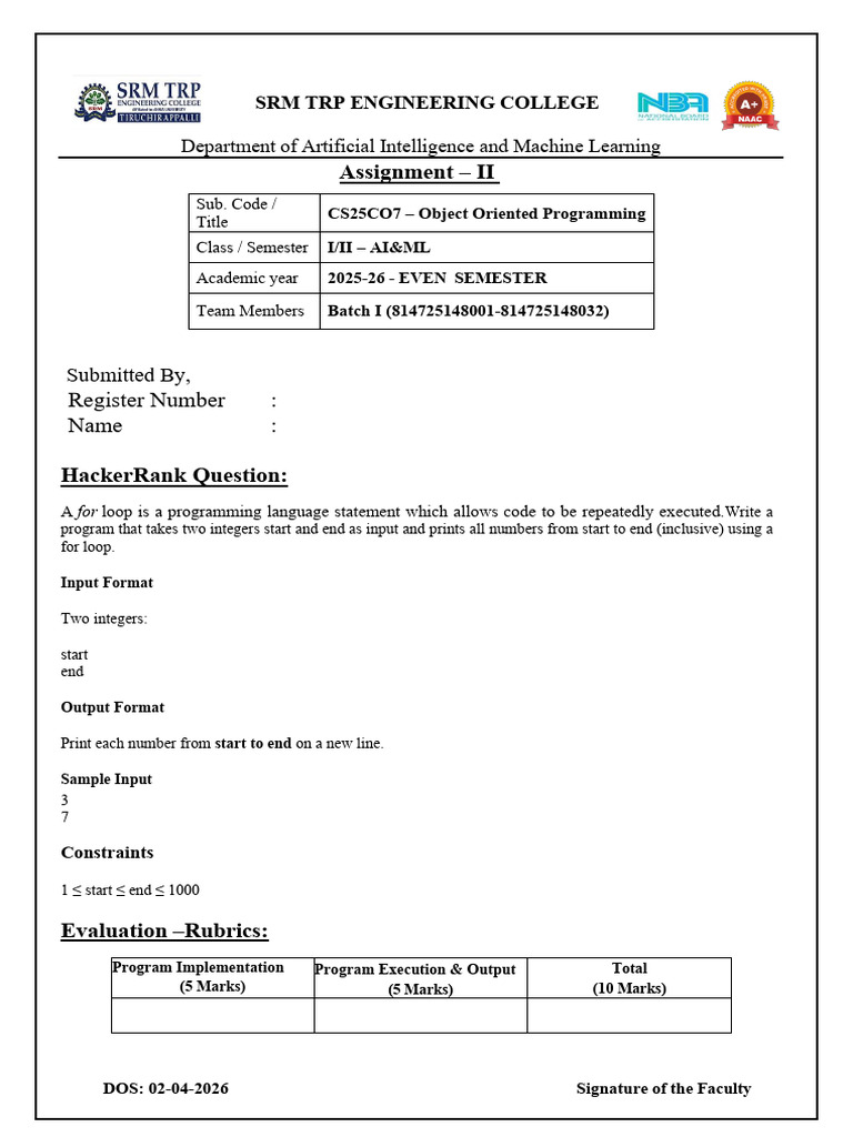 OOPS Assignment - 2 Batch 1 | PDF