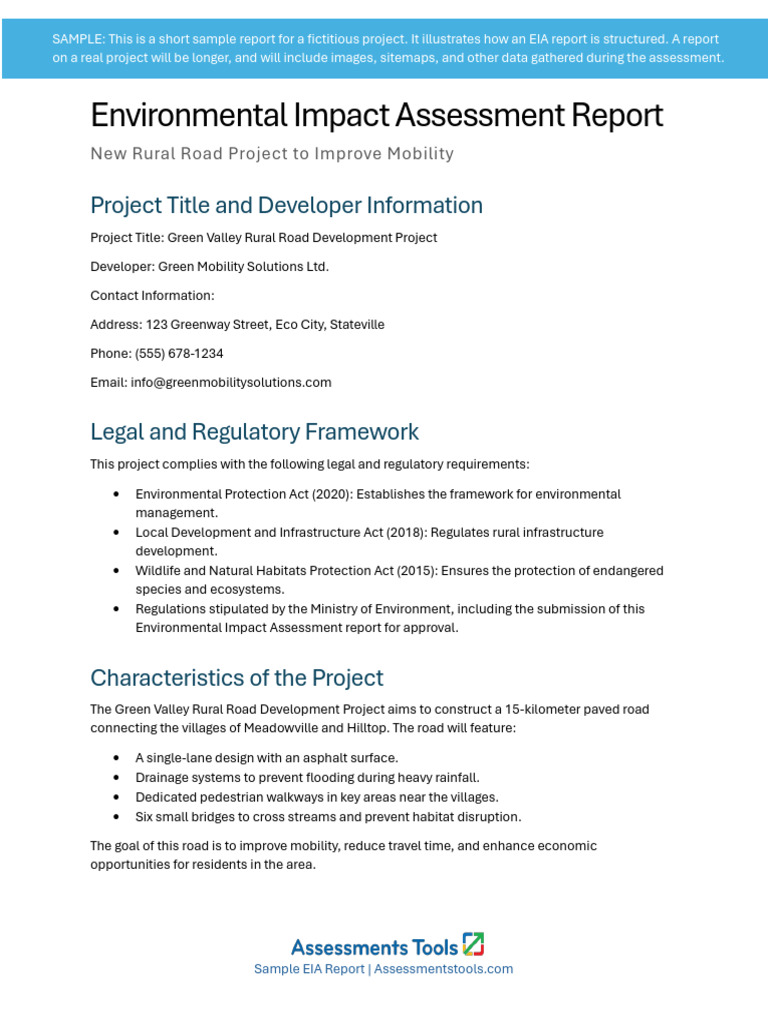 Sample Environmental Impact Assessment Report | PDF | Environmental ...