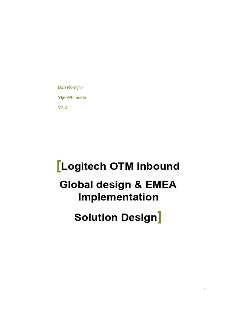 Logitech OTM Inbound Solution Design Document V1.3 | PDF | Freight ...