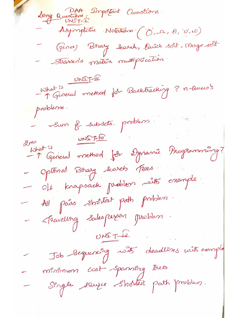 DAA Important Questions | PDF